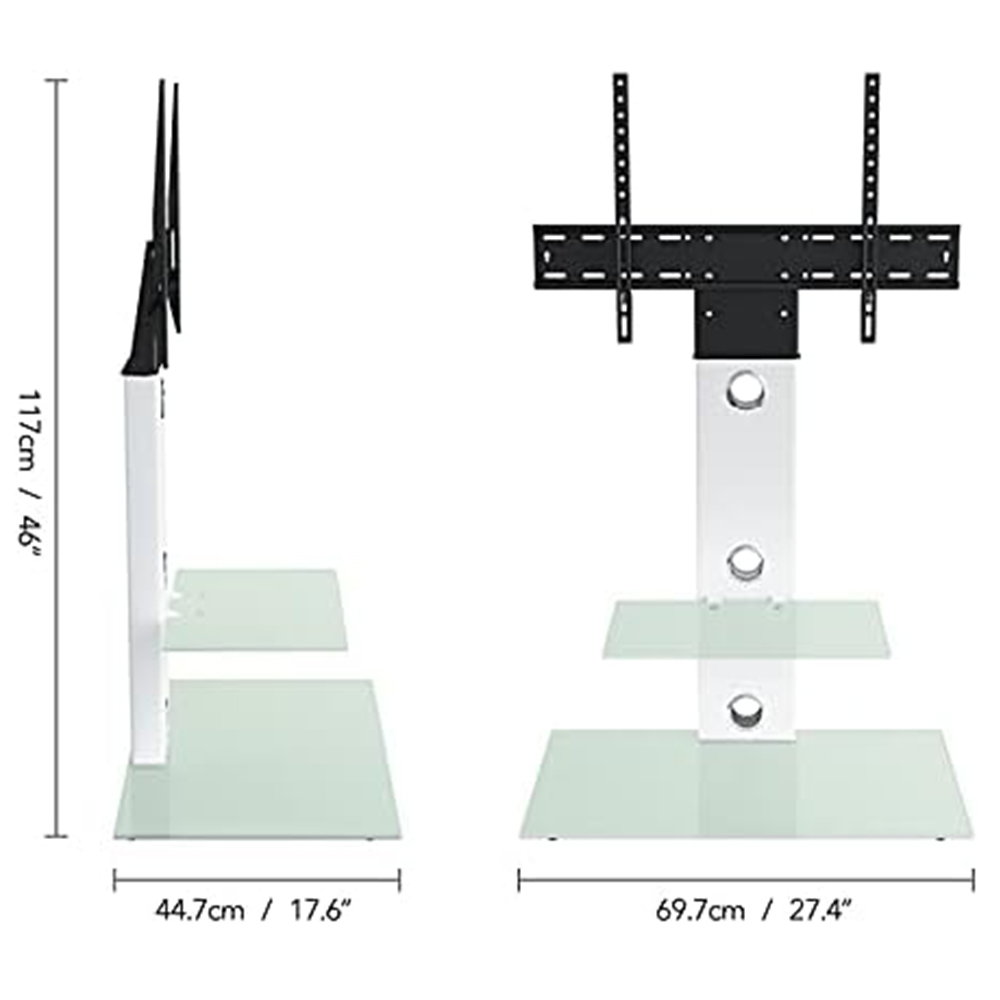 AVF Lesina Satin White and Aqua White Glass Pedestal TV Unit Image 4