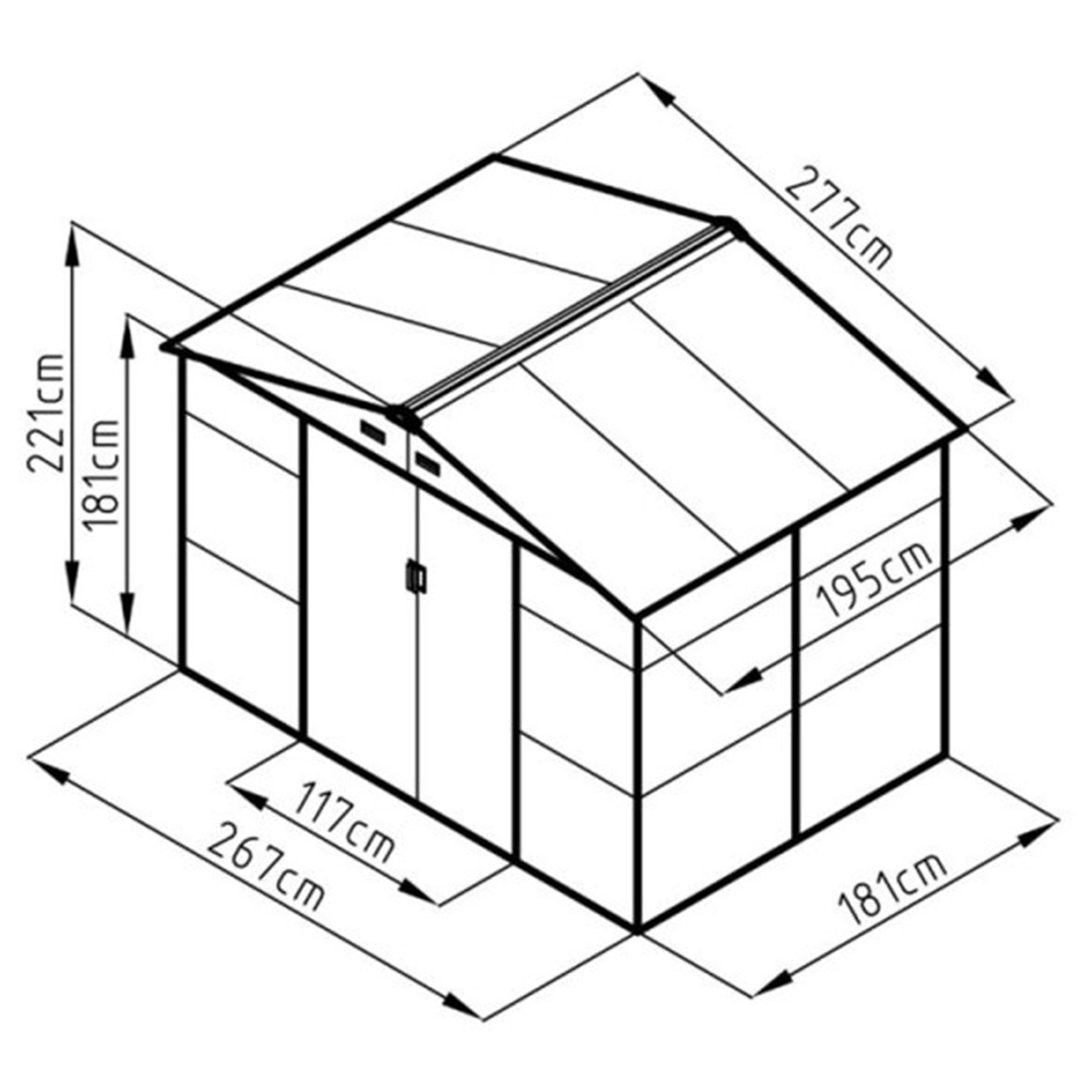 StoreMore Lotus Hypnos 9 x 6ft Double Door Green Apex Metal Shed Image 4