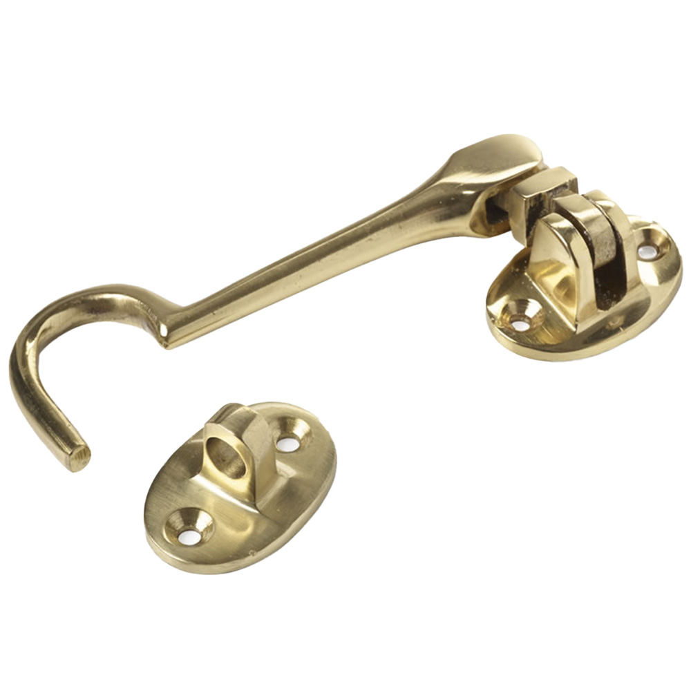 Wilko Polished Brass Cabin Hook 100mm Image