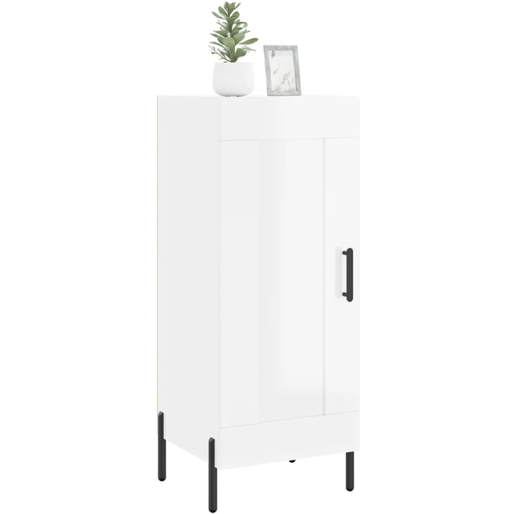 vidaXL Single Door High Gloss White Narrow Sideboard Image 3