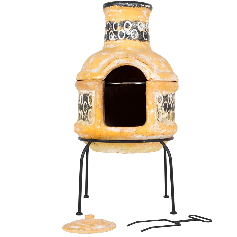 La Hacienda Clay Chimenea Circles Small with Grill Image 1