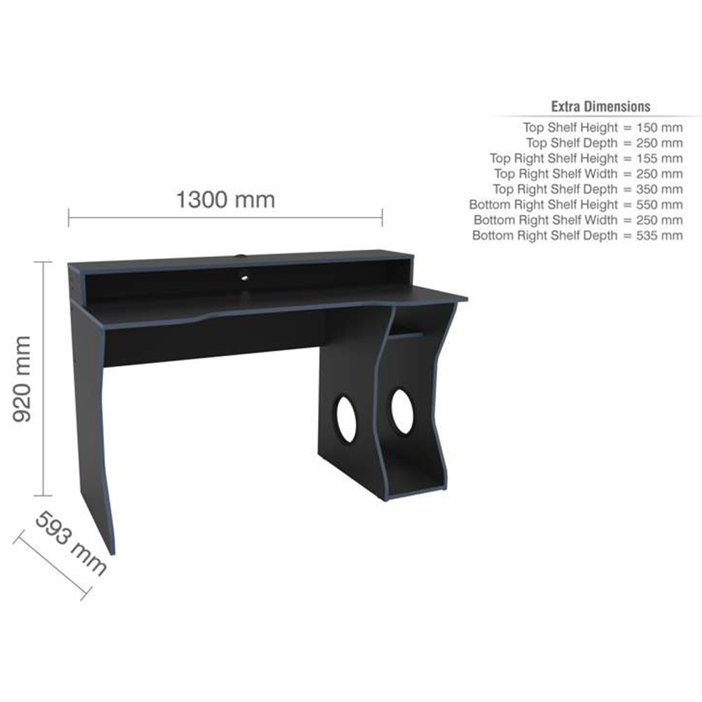 Enzo Gaming Computer Desk Black and Dark Blue Image 8