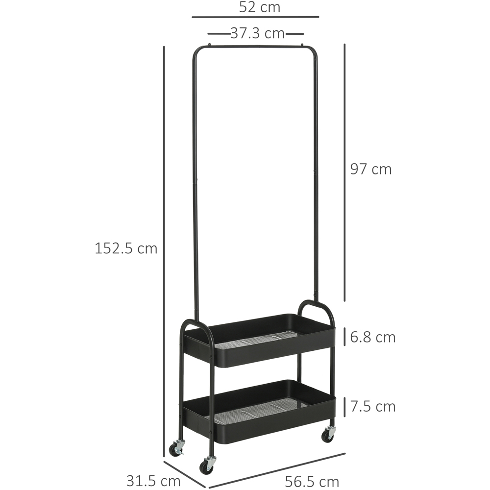 Portland 2 Tier Shelf Black Metal Coat Rack Image 3