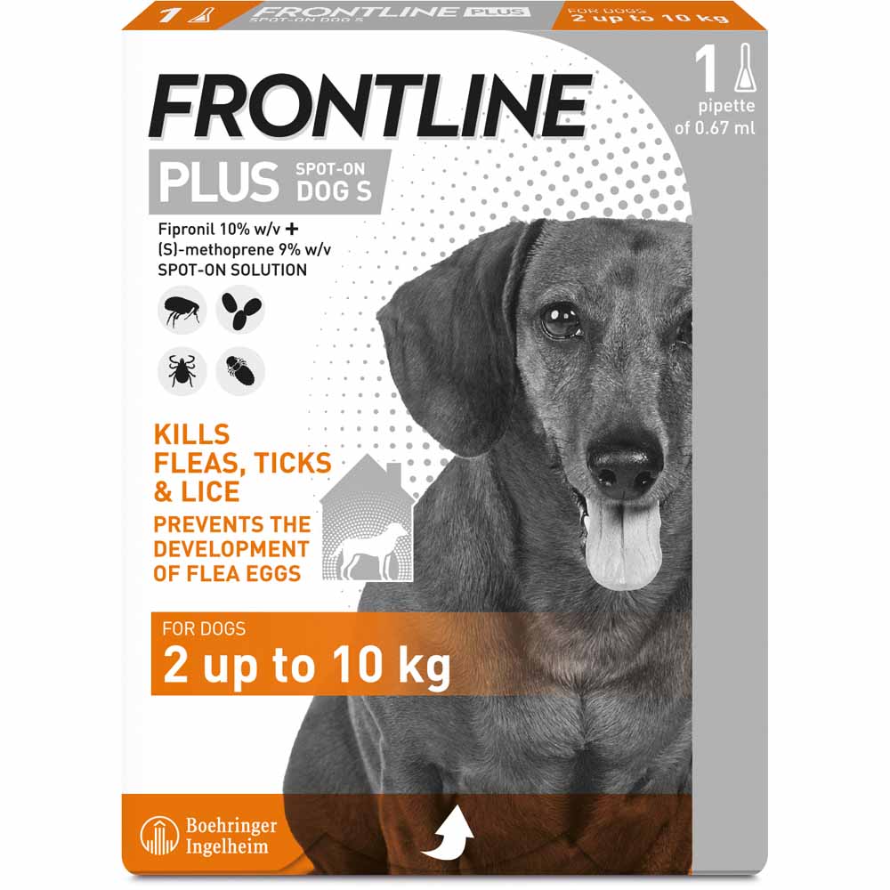 Frontline Plus Flea, Tick & Flea Eggs Small Dog Breed 2-10kg 1 pack Image 1