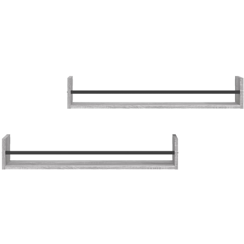 vidaXL 80 x 16 x 14cm Set of 2 Grey Sonoma Wall Shelf Image 3