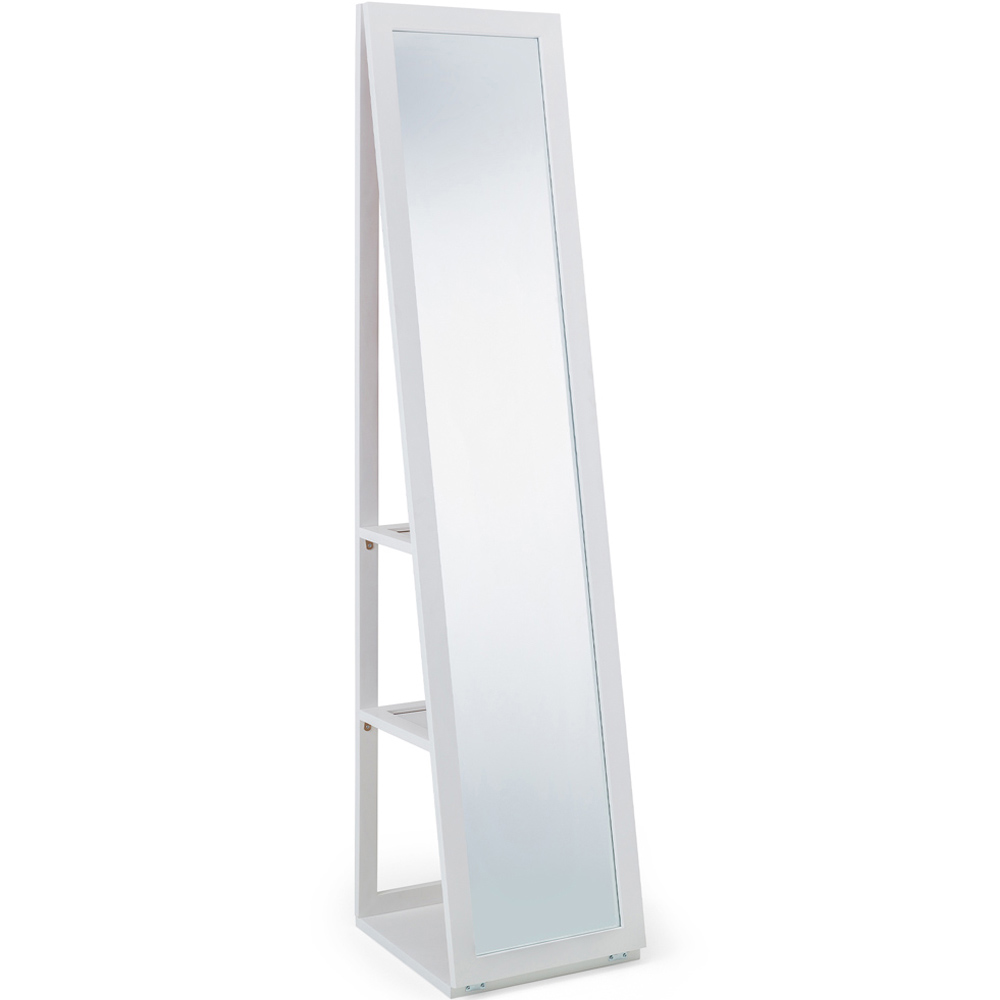 Julian Bowen Fresco White 2 Shelf Long Mirror Floor Cabinet Image 3