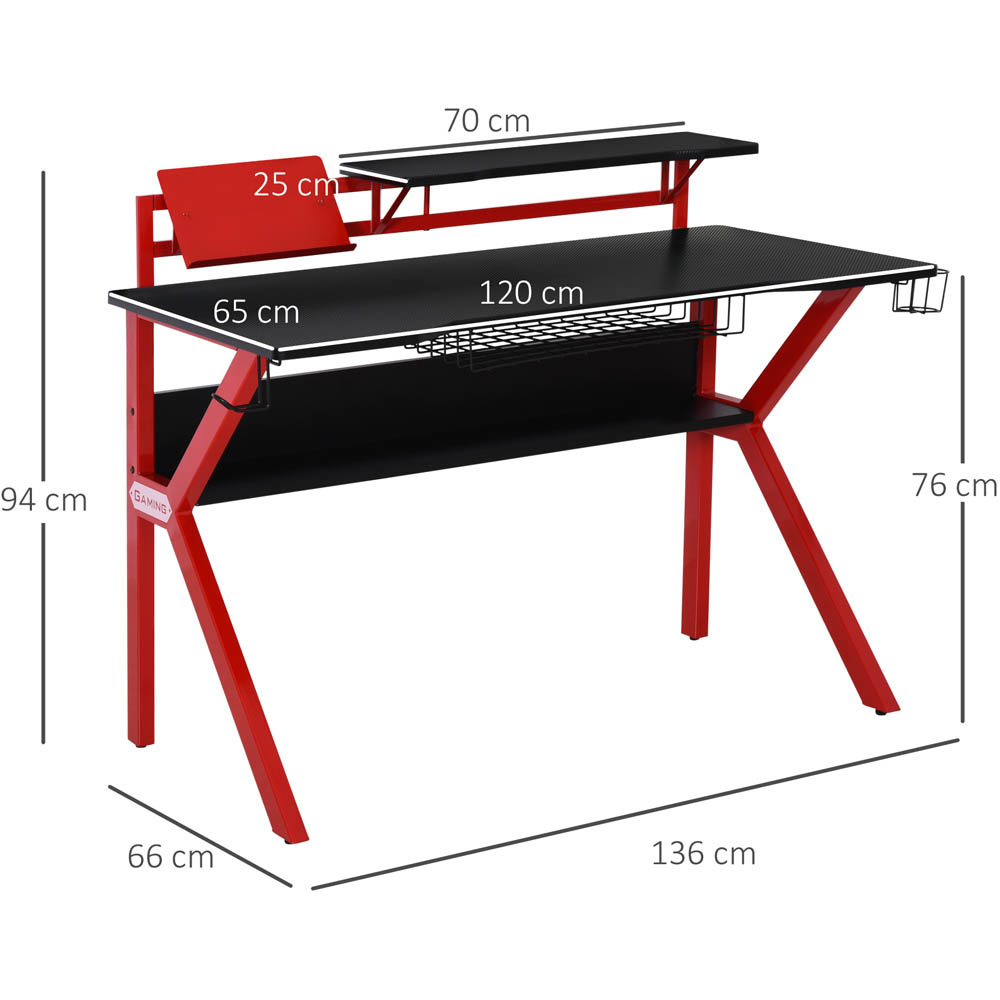 Portland Gaming Computer Table Red and Black Image 7