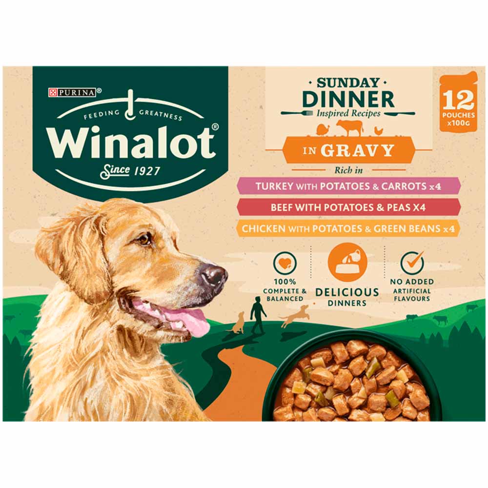 Purina Winalot Sunday Dinner Wet Dog Food Pouches in Gravy 100g Case of 4 x 12 Pack Image 3