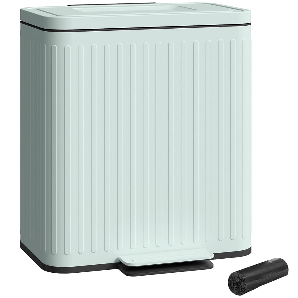 HOMCOM Green Double Rubbish Bin with Rubbish Bags 40L Image 1