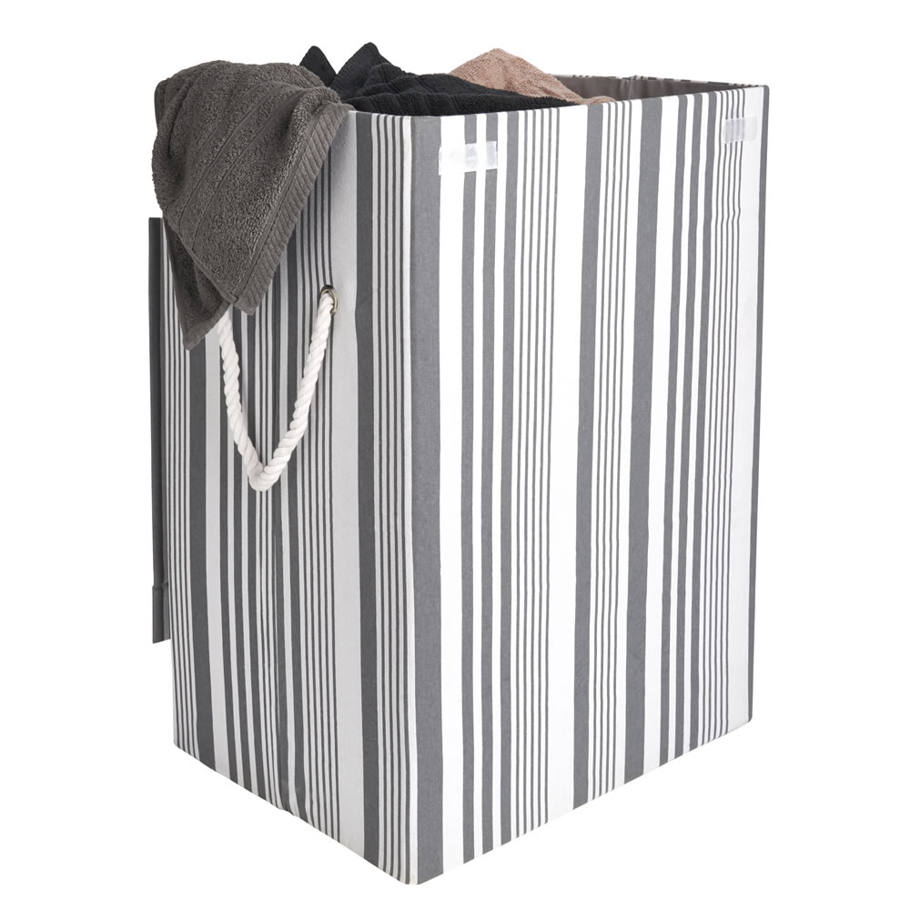 Wilko Grey Striped Laundry Bin Image 3