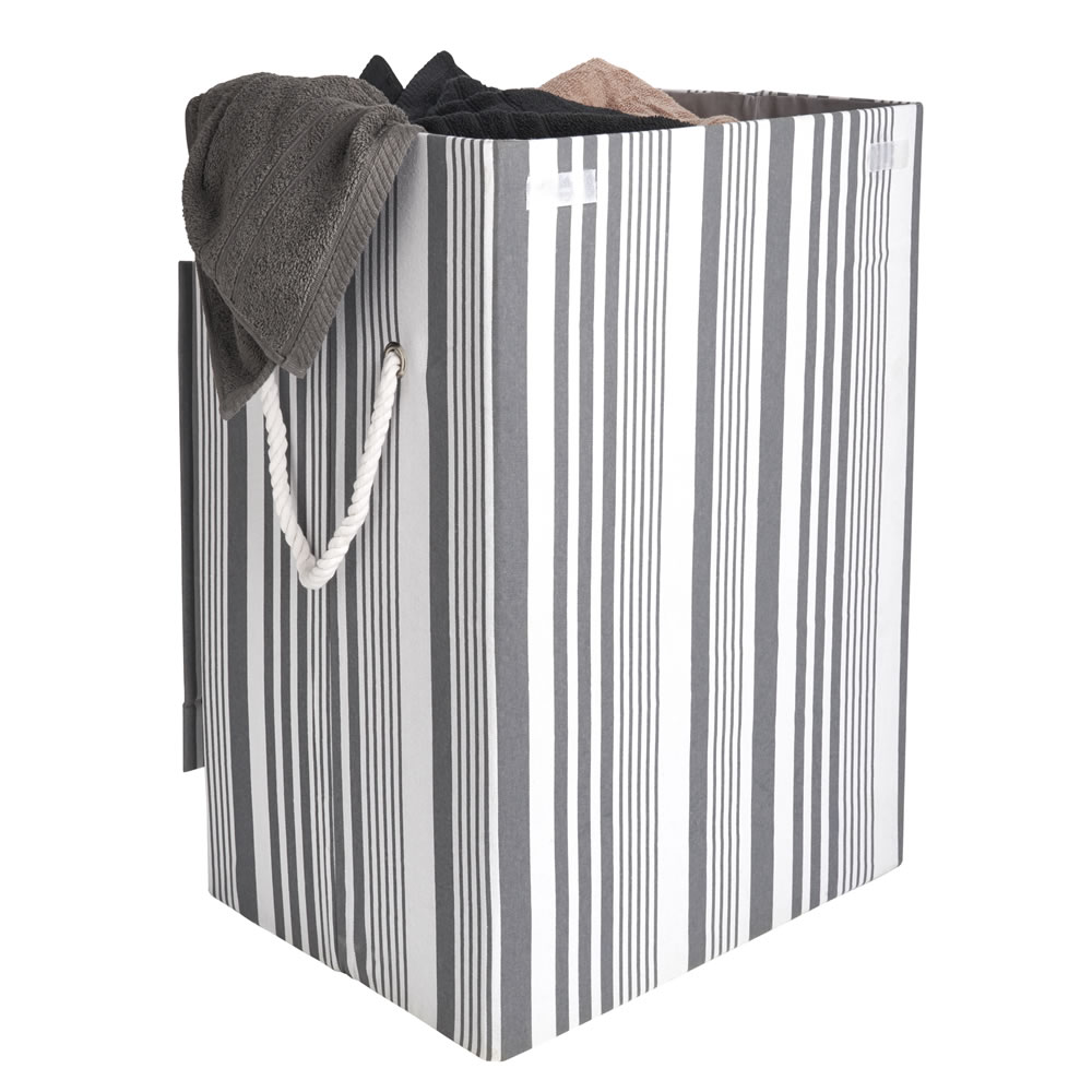 Wilko Grey Striped Laundry Bin Wilko