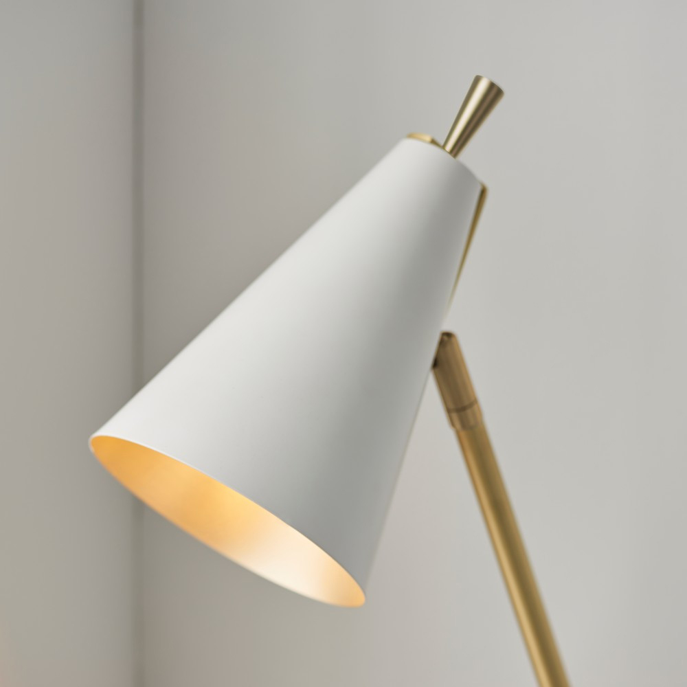 Merano Alta Matt White Satin Brass Table Lamp Image 4
