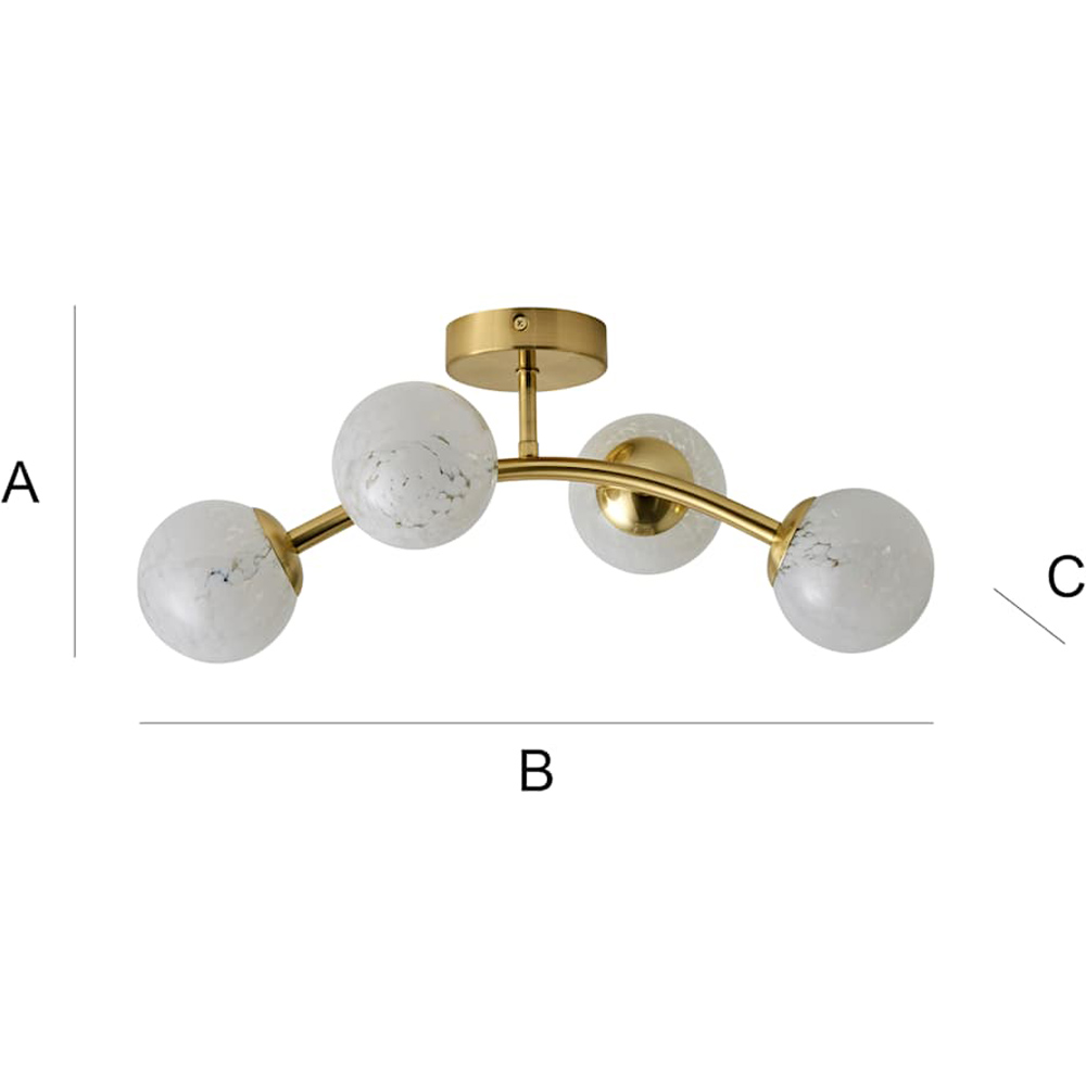ValueLights Jas White Confetti Glass Globe Shade Gold 4 Way LED Ceiling Light with Bulb Image 8