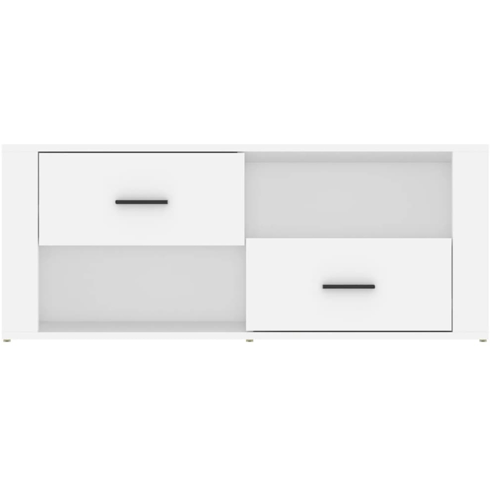 vidaXL 2 Drawer 2 Shelf White TV Cabinet Image 4