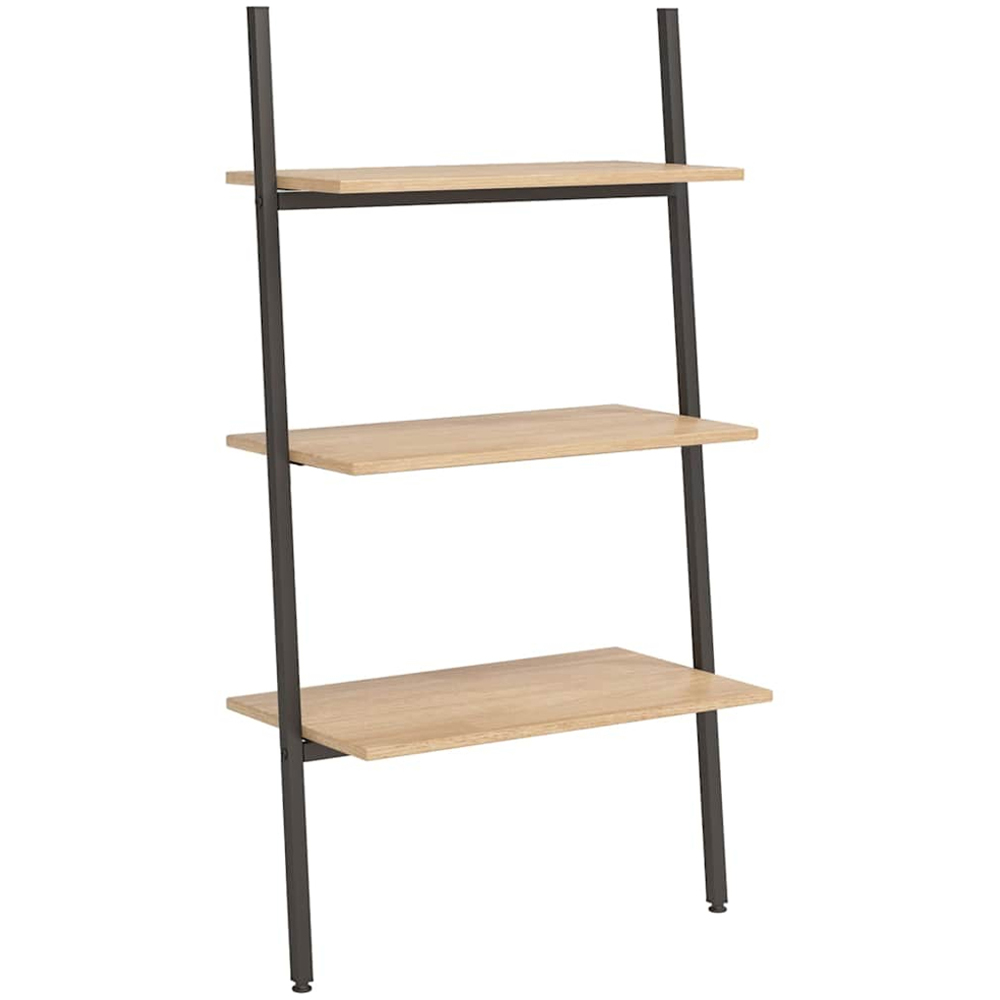 vidaXL 3 Shelf Light Brown Wood and Steel Leaning Bookcase Image 1