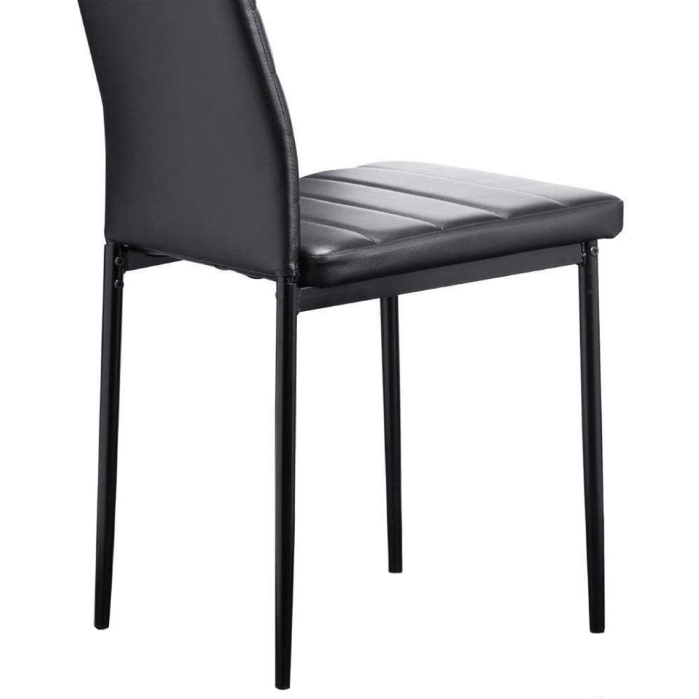 Portland Glass 4 Seater Leather Dining Set Black Image 3