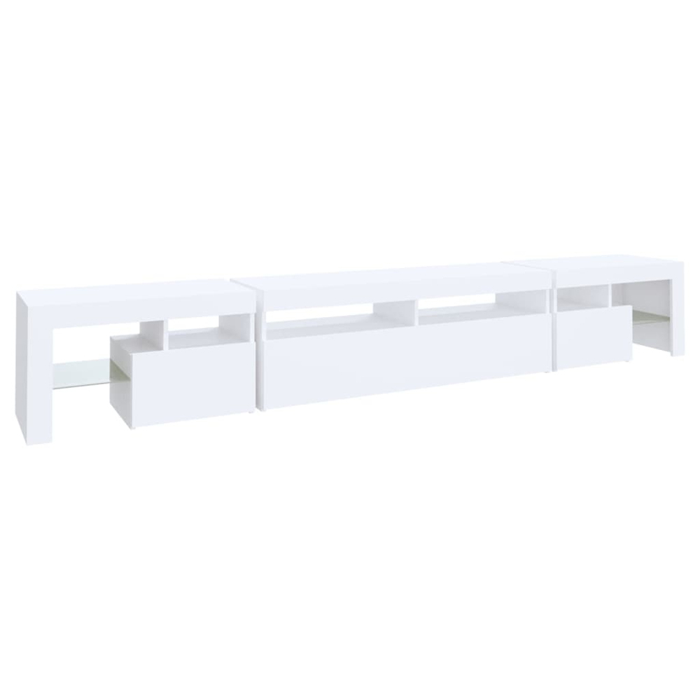 vidaXL 3 Door 6 Shelf White TV Cabinet with LED Lights Image 4