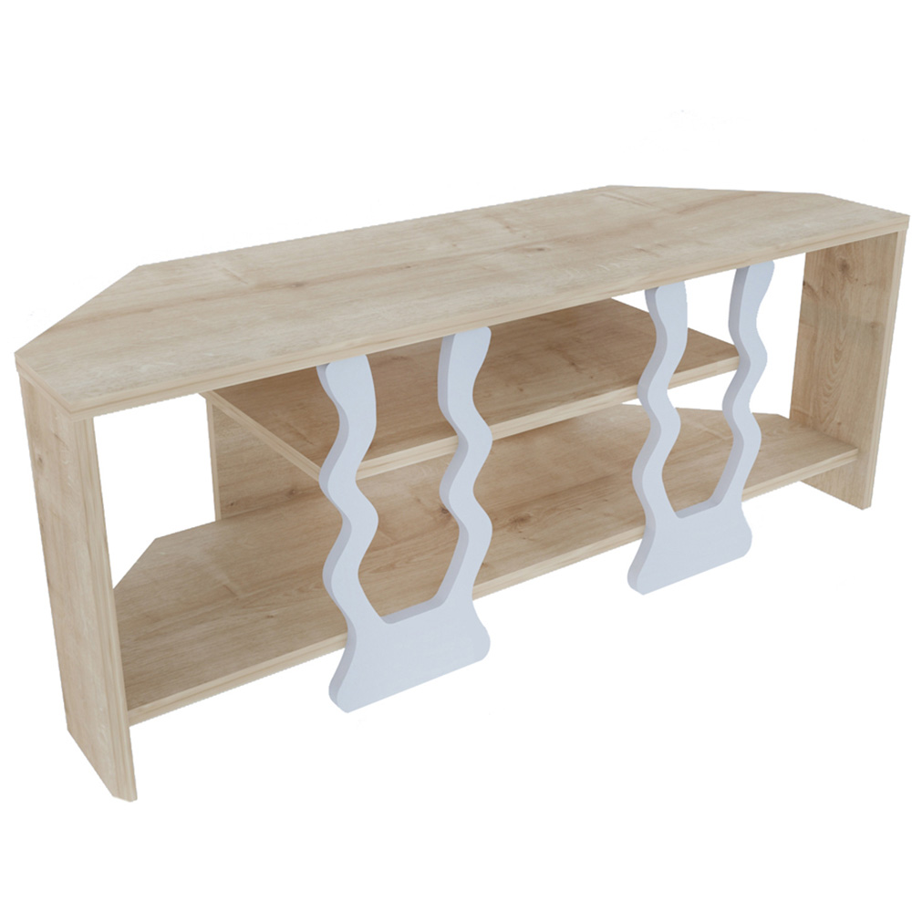Decorotika Firal 2 Shelf Oak and White Corner TV Unit Image 6
