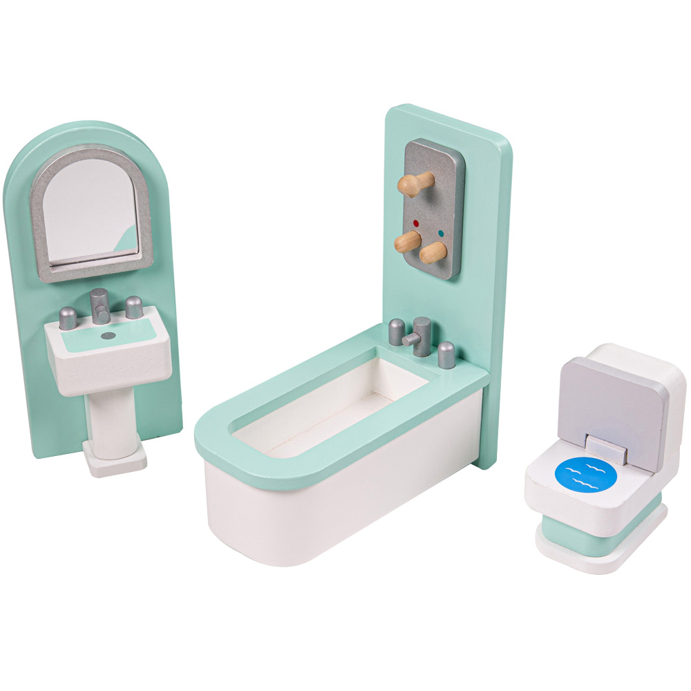 Tidlo Wooden Dolls House Bathroom Furniture Set Image 1