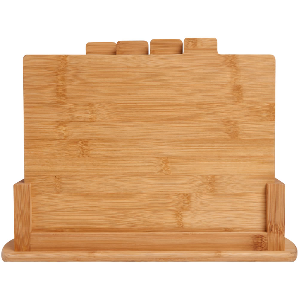 Wilko Bamboo Chopping Boards with Holder Set Image 1