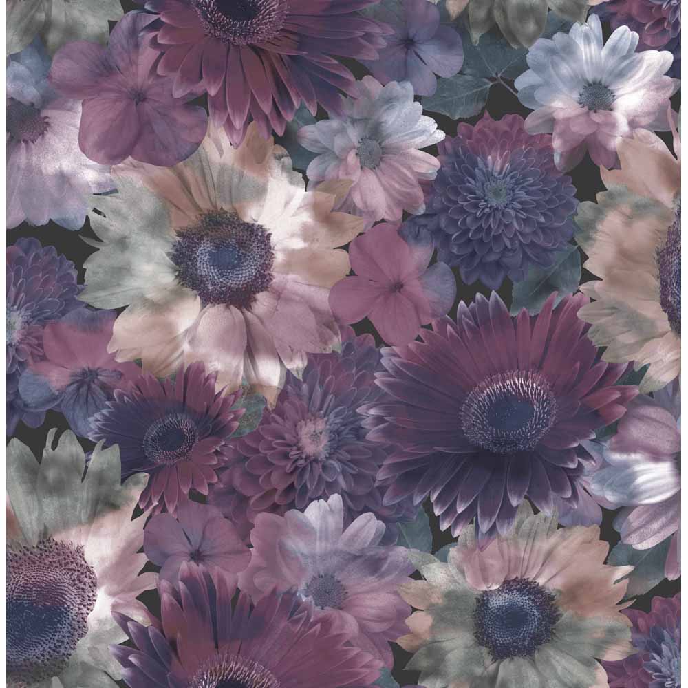 Superfresco Easy Purple Midnight Garden Floral Wallpaper Image