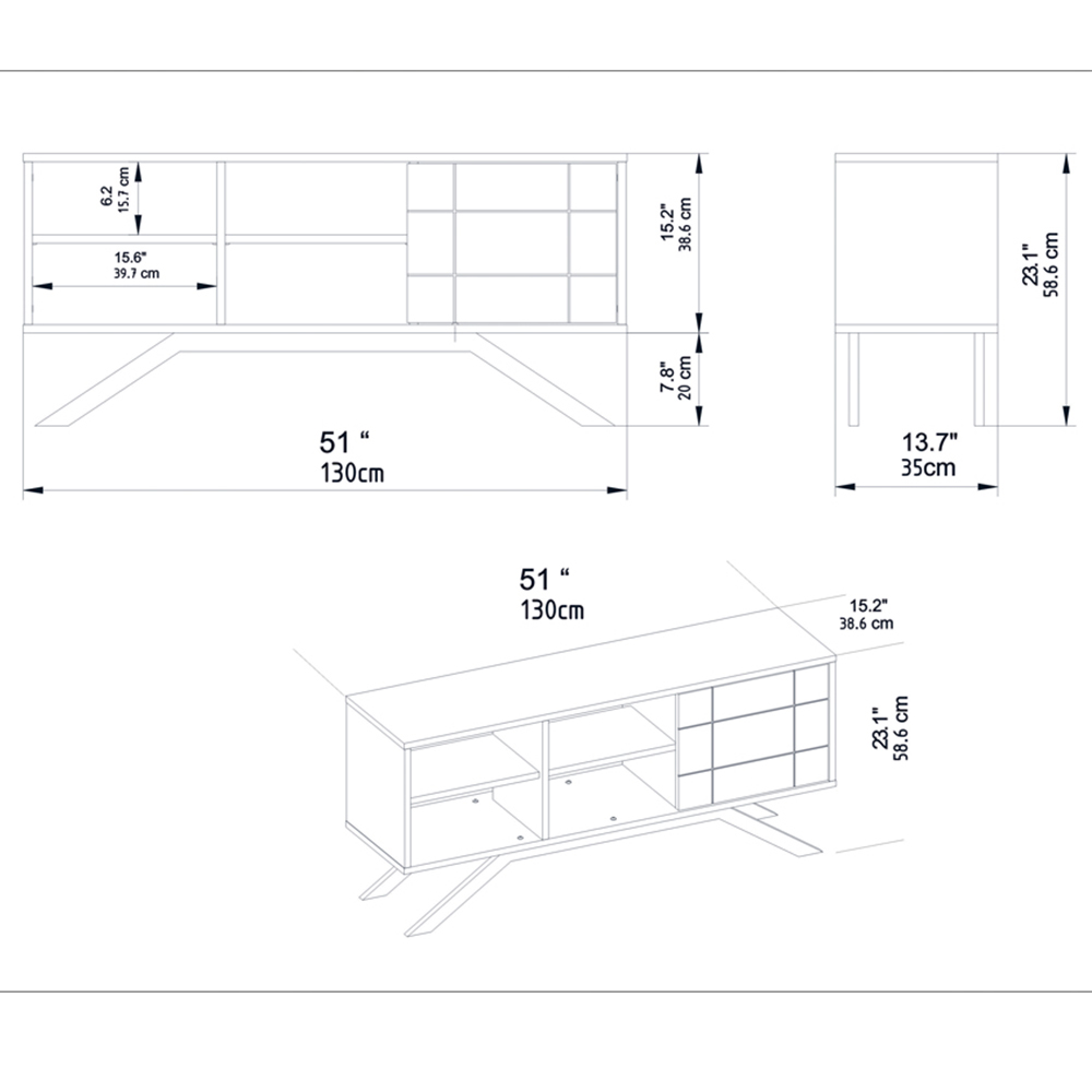 Decorotika North Single Door 4 Shelf White Marble and Gold TV Unit Image 6