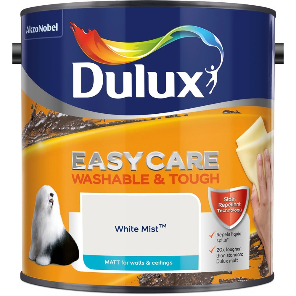 Dulux Easycare Washable & Tough White Mist Matt Emulsion Paint 2.5L Image 2
