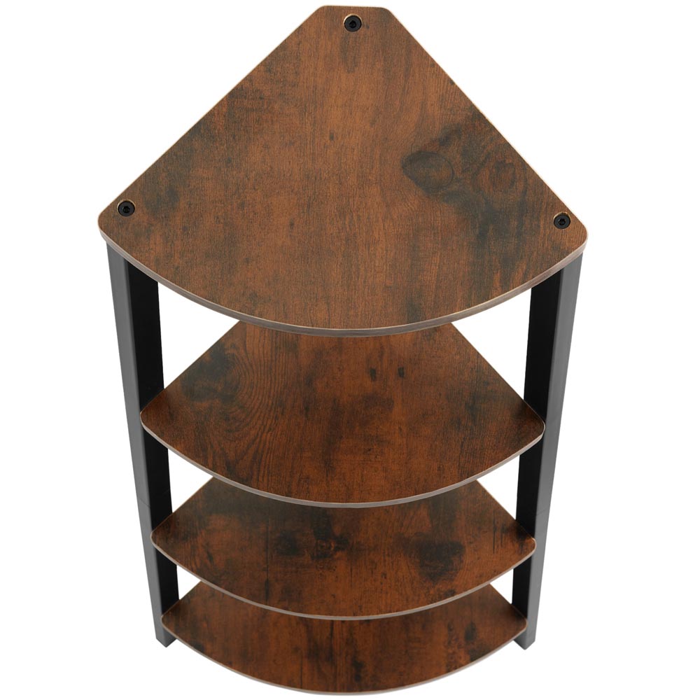 tectake Newbridge 4 Shelf Dark Wood Corner Shelving Unit Image 4