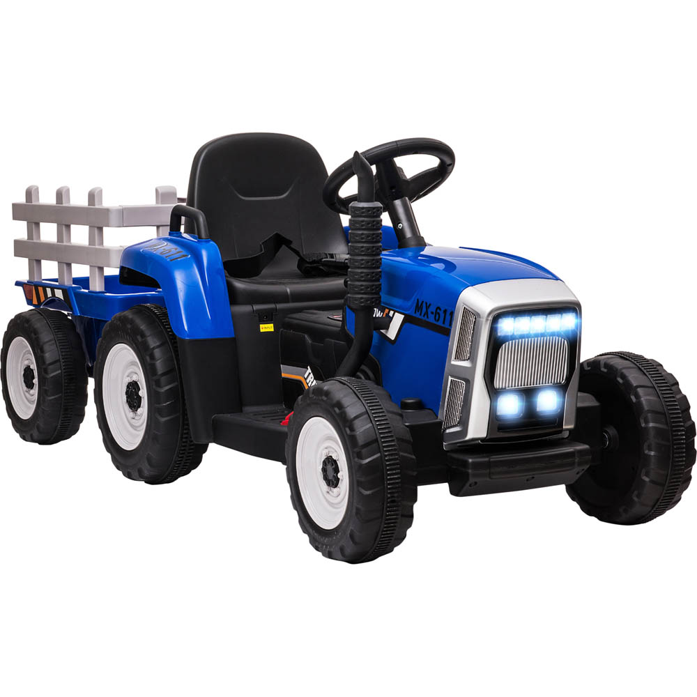 Tommy Toys Kids Ride On Electric Tractor with Trailer Blue 12V Image 1