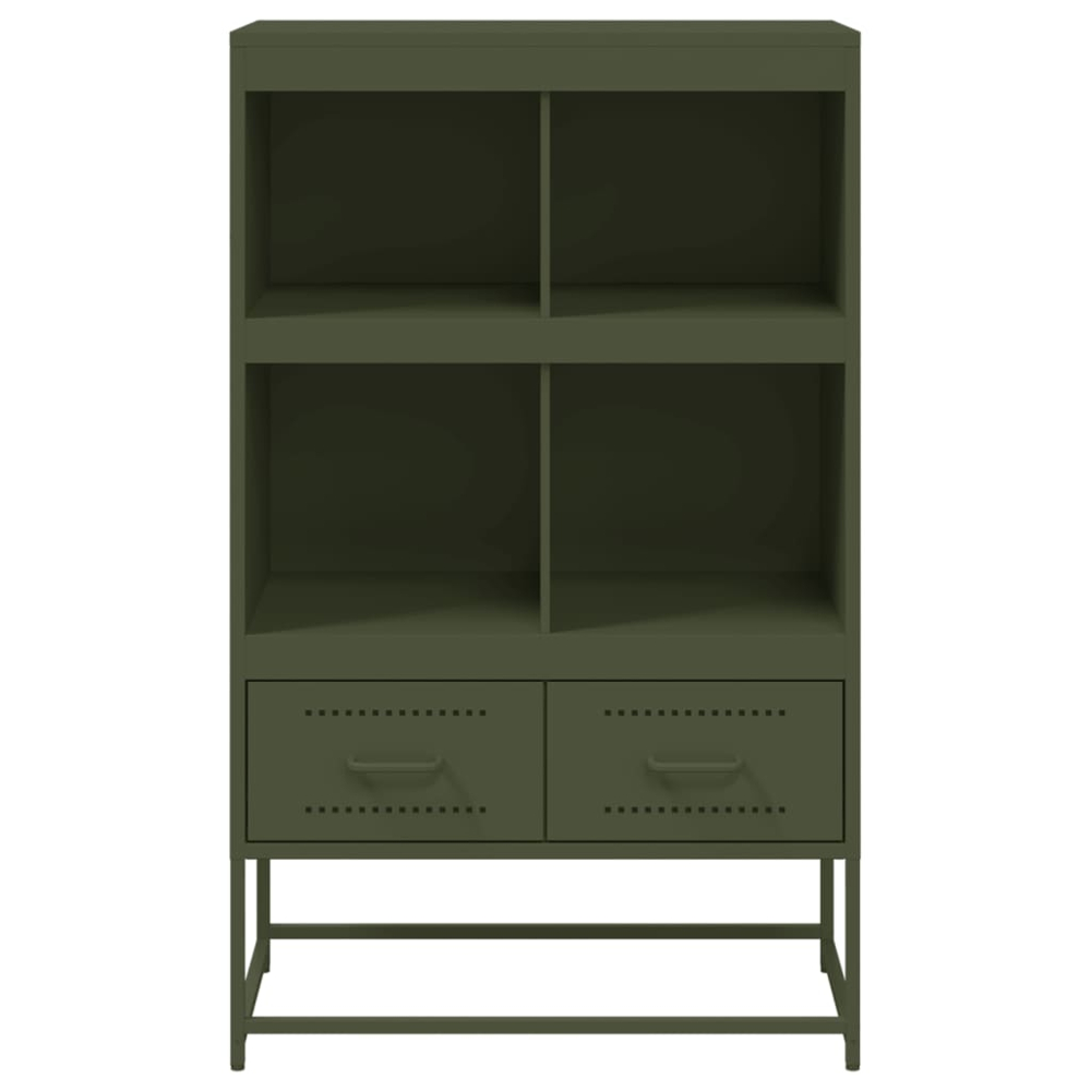 vidaXL 2 Drawer 4 Shelf Green Cold-Rolled Steel Highboard Image 4