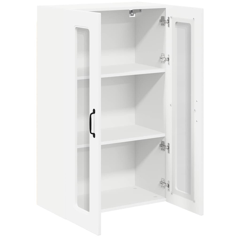 vidaXL 2 Glass Door White Kitchen Wall Cabinet Image 5