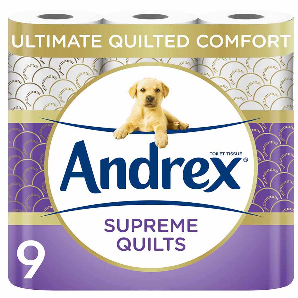 Andrex Supreme Quilts Toilet Tissue 9 Rolls 3 Ply Image 1