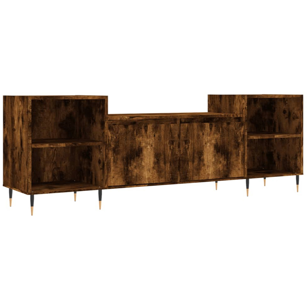 vidaXL 2 Door 4 Open Shelf Smoked Oak TV Cabinet Image 2