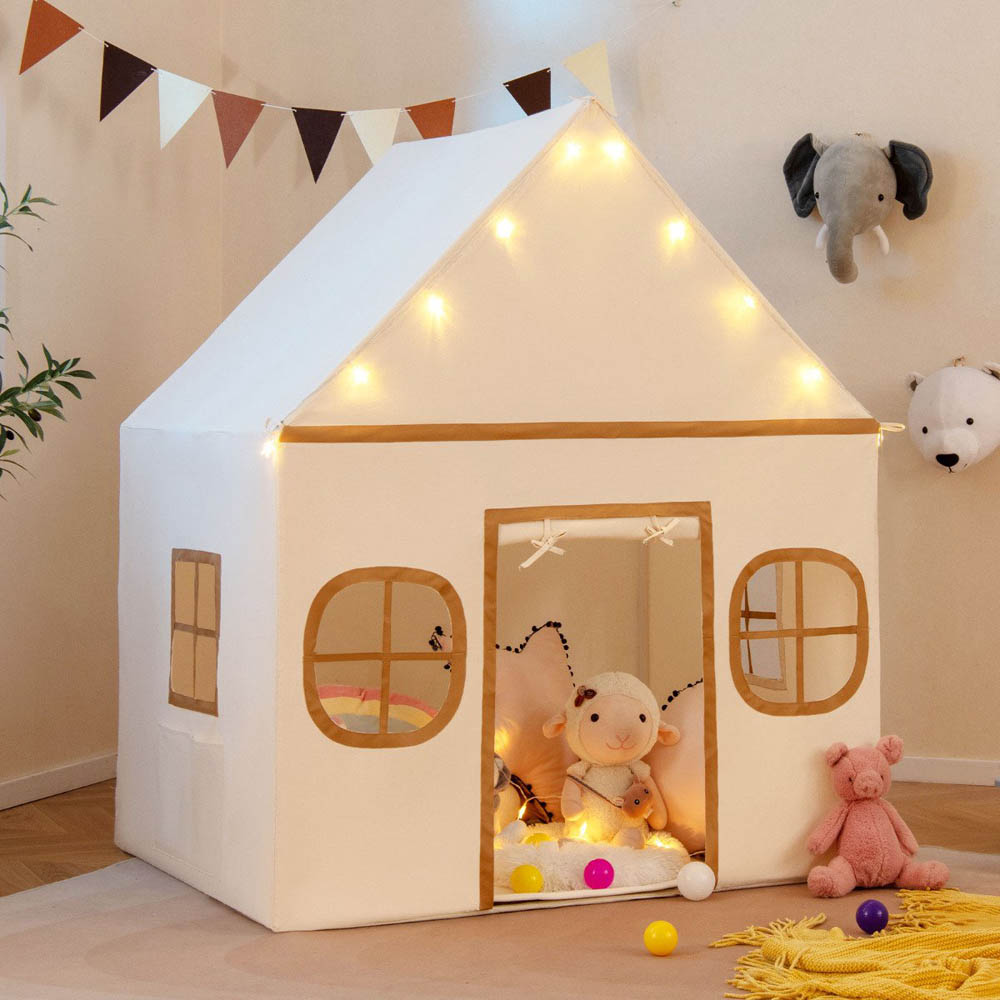 Costway Beige Indoor Kids Playhouse Tent Image 4