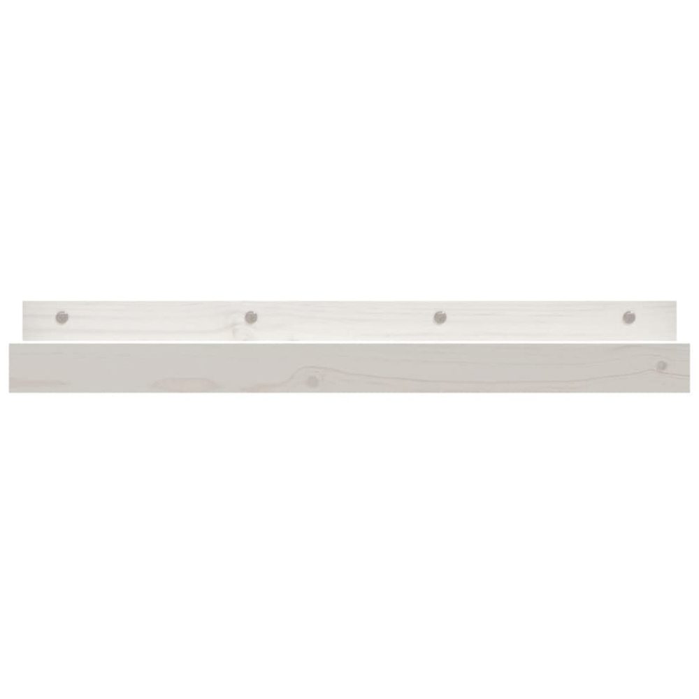 vidaXL 80cm Set of 2 White Solid Pine Wood Floating Wall Shelf Image 3
