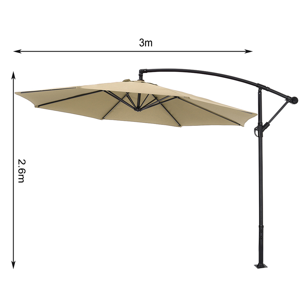 Living and Home Taupe Garden Cantilever Parasol with Cross Base 3m Image 8