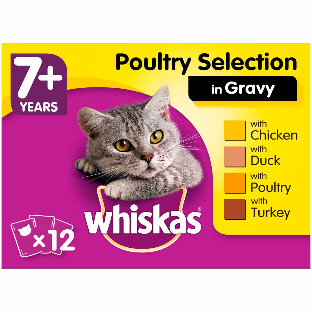 Whiskas Senior 7 Years+ Poultry Selection in Jelly Cat Food Pouches 12x100g Image 1