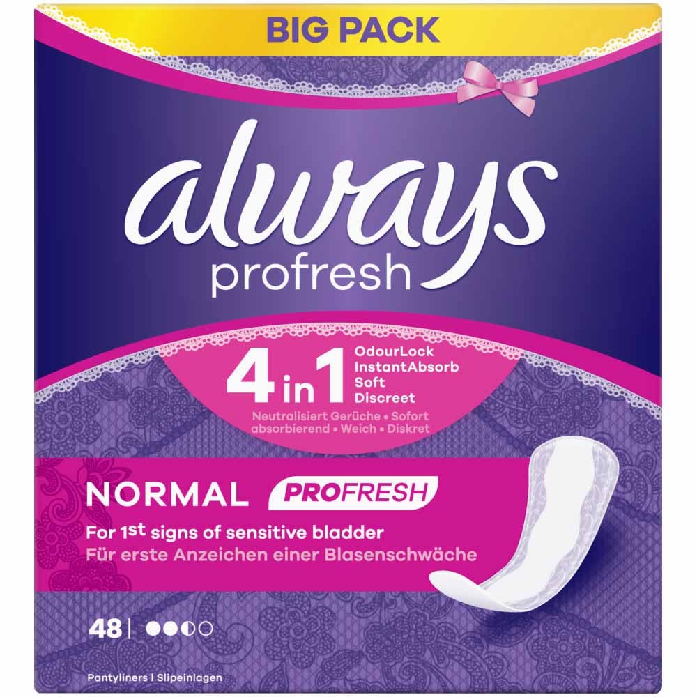 Always Dailies Panty Liners Normal 48 Pack Wilko