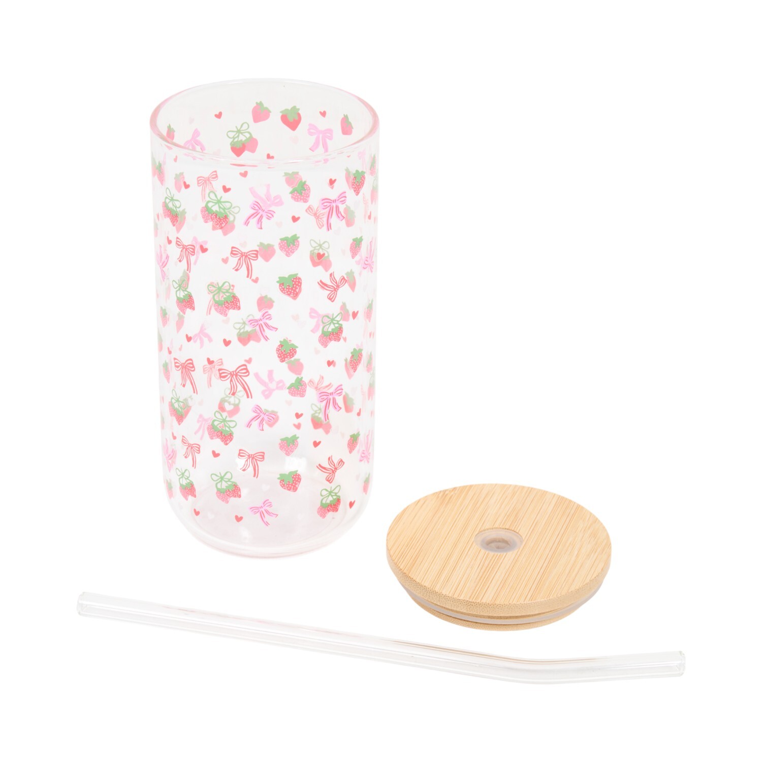 Berry Sweet Glass Drinking Jar with Straw Image 4
