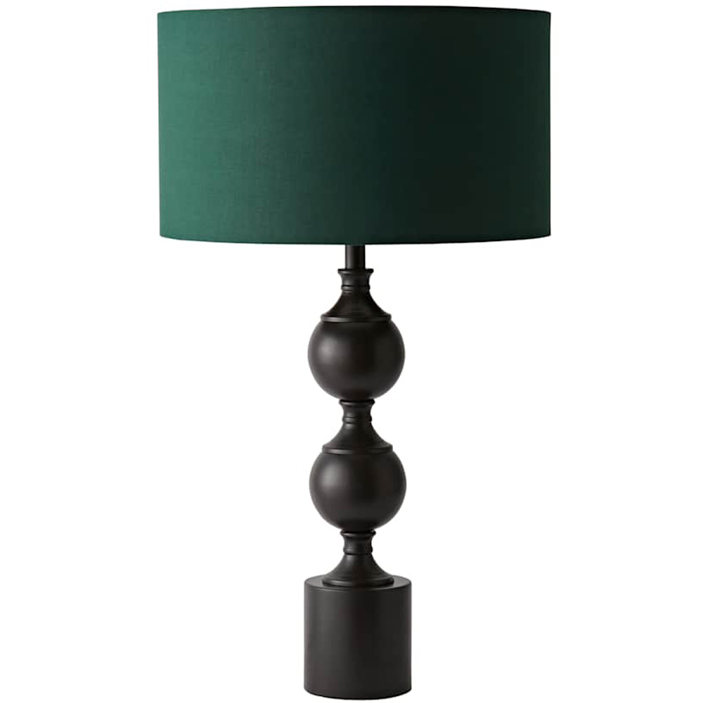 ValueLights Green Drum Shade Declan Metal Candlestick LED Table Lamp with Bulb Image 1
