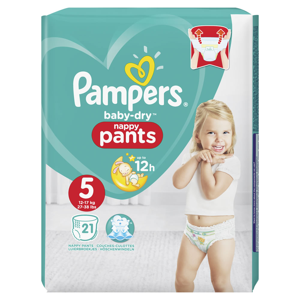 Pampers Baby Dry Nappy Pants Carry Pack Size 5 21pk Image 1