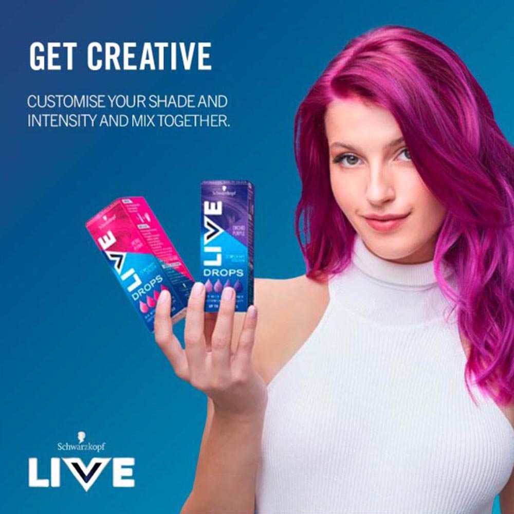 Schwarzkopf LIVE Semi Permanent Colour Drops Blue Hair Dye Crystal Blue 30ml Image 6