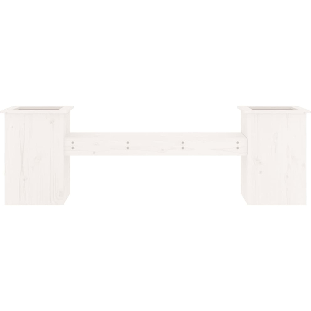 vidaXL 2-in-1 White Solid Pine Wood Planter Box with 2 Seater Bench Image 4