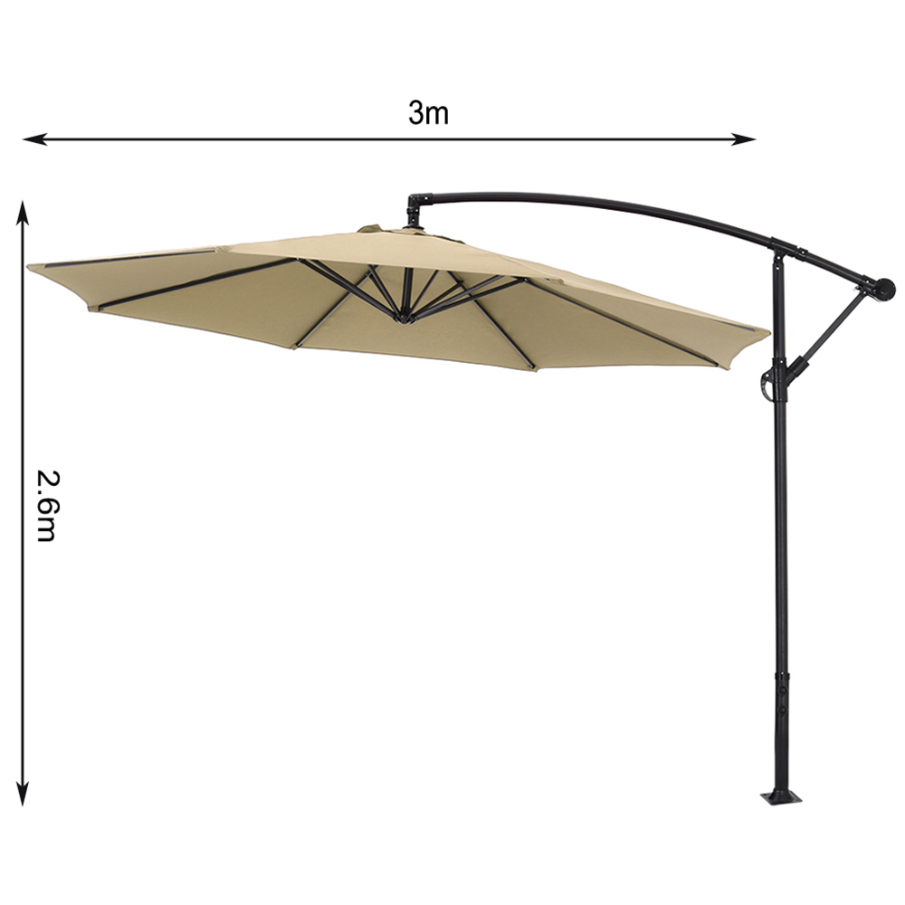 Living and Home Taupe Garden Cantilever Parasol 3m Image 9
