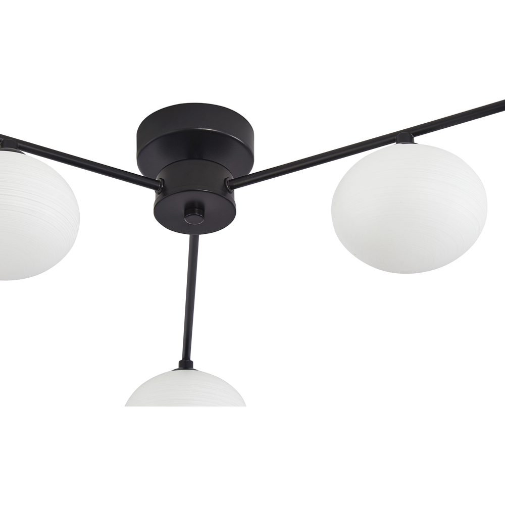Happy Homewares 3 Branch Black and White Ceiling Light Fitting Image 5