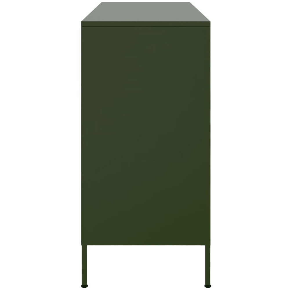 vidaXL 3 Door 3 Shelf Olive Green Steel Sideboard Image 6