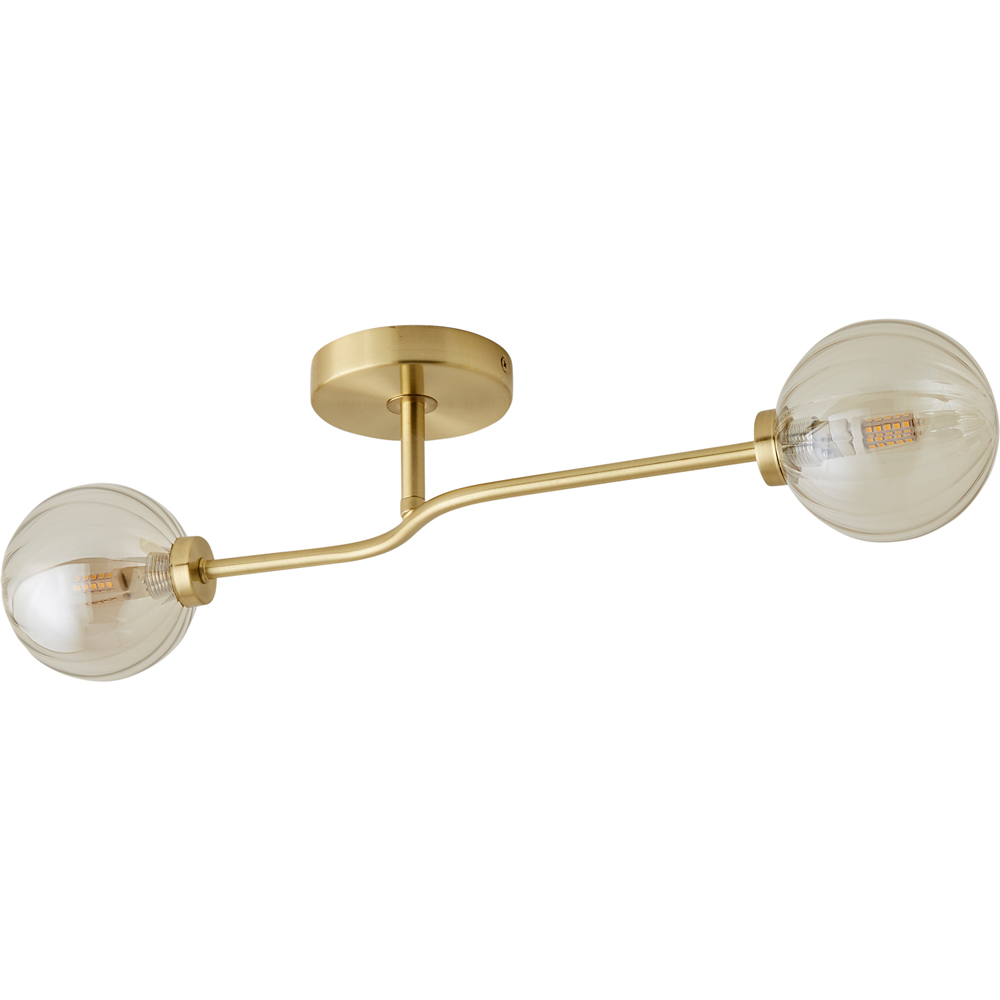 ValueLights Chessy Ribbed Glass Globe Gold Bar LED Ceiling Light Image 1