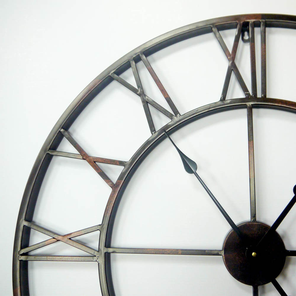 Walplus Black Roman Numeral Round Wall Clock 76cm Set of 2 Image 5
