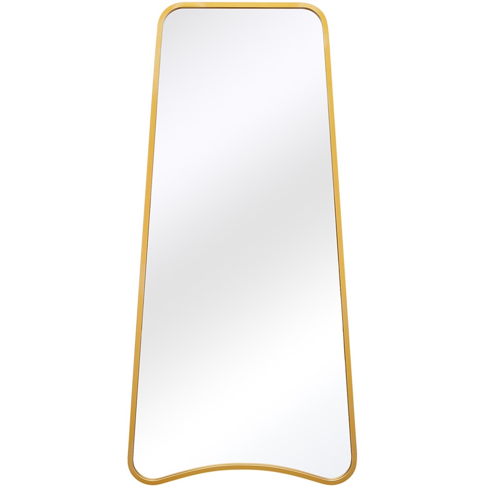 MirrorOutlet The Coartans Gold Metal Trapezoid Outdoor Garden Wall Mirror 180 x 85cm Image 1