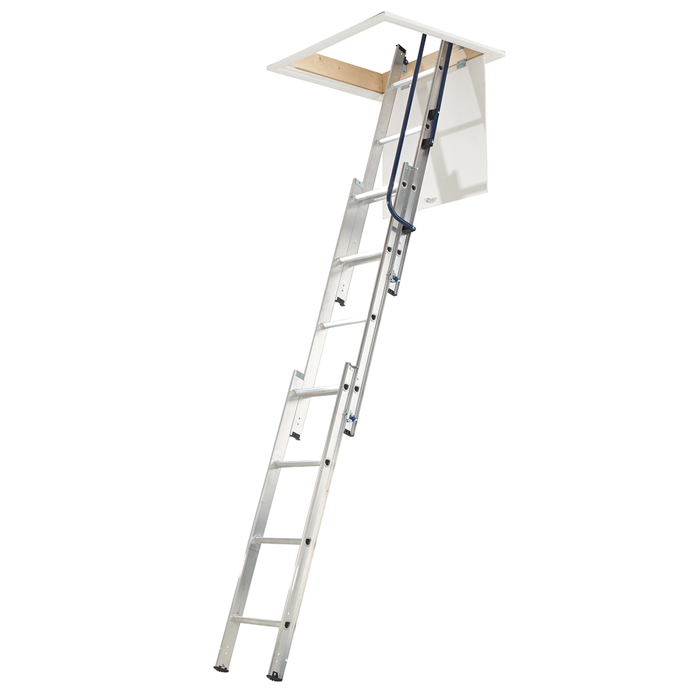 Werner 3-Section Easy Stow Aluminium Loft Ladder Image 1